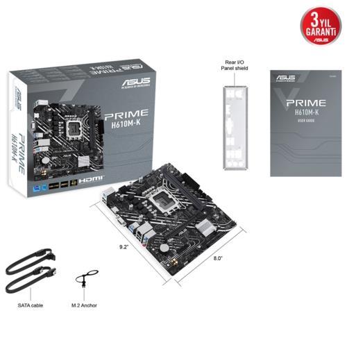 ASUS PRIME H610M-K DDR5 5600Mhz HDMI VGA mATX 1700 Anakart